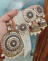 Joharibazar Gold Plated Kundan Choker Necklace Jhumka Jewelry Set Ethnic Tikka b - £29.15 GBP