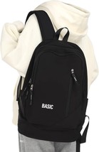Simple All Black Backpacks For High School Women,Waterproof Middle School bag - £18.66 GBP