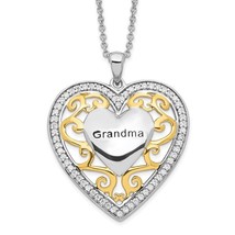 Sterling Silver &amp; Gold Plated Grandma Heart Necklace - £106.15 GBP