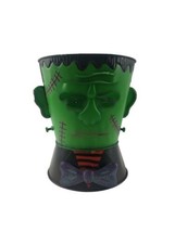 Halloween Frankenstein Tin Bucket Candy Bowl Dish Large Décor Hand-Made - £51.39 GBP