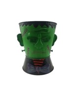 Halloween Frankenstein Tin Bucket Candy Bowl Dish Large Décor Hand-Made - £50.56 GBP