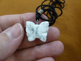 an-but-29 Butterfly White gray Howlite simple carving PENDANT necklace g... - £6.05 GBP