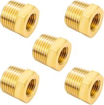 5 Pcs, Brass 1/2" Male x 3/8" Female Bush BSP, Pipe Reducer Threaded Fit... - $19.09