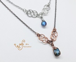 Handmade copper or stainless steel necklace: Celtic Links Herringbone Wrapped Da - $23.00