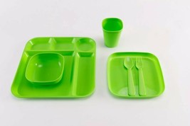 Your Zone ~ Six (6) Piece Set ~ Kids Dinnerware ~ Plastic ~ Green - £11.71 GBP