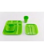 Your Zone ~ Six (6) Piece Set ~ Kids Dinnerware ~ Plastic ~ Green - £11.78 GBP