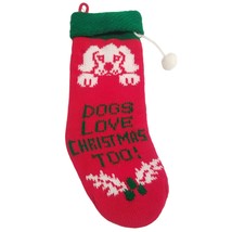 Christmas Knit Dog Christmas Stocking Dogs Love Christmas Too Red Green Holiday - £10.78 GBP