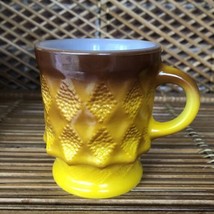 Vintage Anchor Hocking Fire-King Gold Kimberly Diamond Pattern Coffee Cup Mug - £9.03 GBP