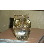 Owl Paperweight Solid Art Glass 3-inch Gold Painted Eyes VINTAGE - £18.42 GBP