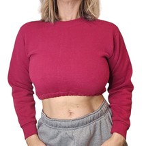 Womens Maroon Dark Red Cropped Crewneck Sweatshirt XS/S Pro Player Plain... - £22.26 GBP