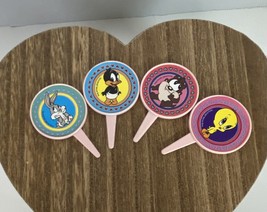 Vintage Baby Looney Toons Cake Decorations Cupcake Picks Pink Girl 1 Dz - $5.90