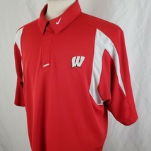 Nike Wisconsin Badgers Polo Shirt XL Embroidered Logos Polyester Knit Re... - $16.99