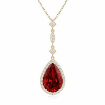 ANGARA Lab-Grown Ruby Pendant with Diamond Accents in 14K Gold (12x10mm,5 Ct) - £1,933.37 GBP