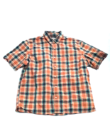 Duluth Trading Men&#39;s Large Relaxed Short Sleeve Plaid Rust Green - £11.92 GBP