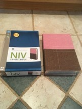 Niv Study Bible BERRY/CREME Chocolate Leather Soft 2011 Red Letter - £28.04 GBP