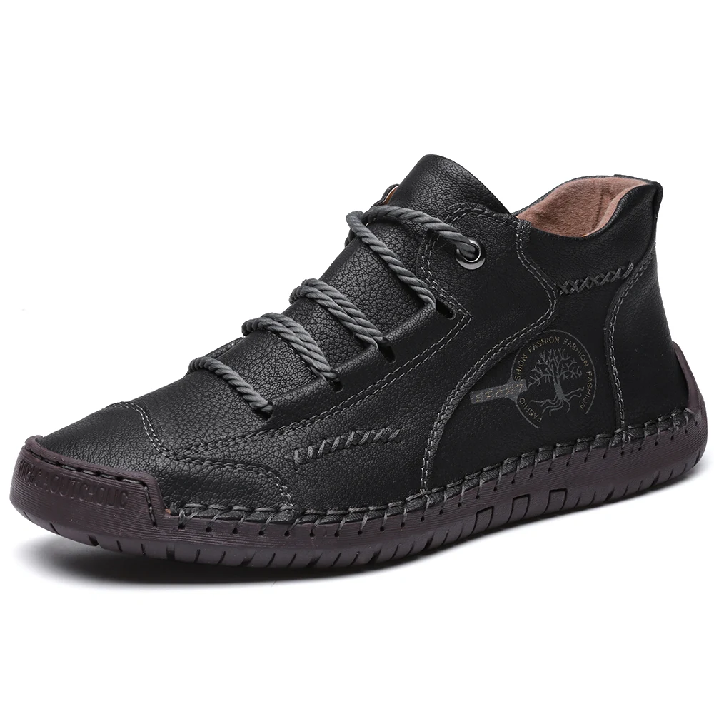New Men&#39;s Casual Leather Shoes Round Toe Lace-up for Outdoor Sports Comfortable  - £38.49 GBP