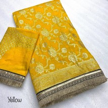 Yellow Viscos Silk Saree, Zari Weaving with Shifli Lace Work, Designer Z... - £63.79 GBP