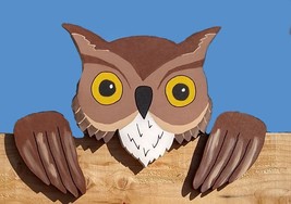 Wise Great Horned Owl Fence Peeker Garden Yard Art Playground School Dec... - £102.08 GBP