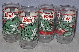 Budweiser Bud Weis Er Frog Beer Bier Glasses 1995 Set of 3 -B- - $17.95