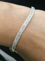 7Ct Round Cut Simulated Diamond Daily Wear Bangle Bracelet925 Silver Gold Plated - £158.26 GBP
