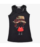 Girl Beaded Lace Hearts Black Tank Top Embellished Sequin Womens - $31.12 CAD