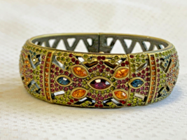 Heidi Daus Hidden Wrist Watch Bracelet Multicolor Crystals Bangle Cuff Jewelry - £39.92 GBP