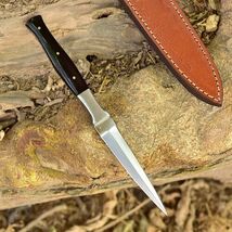 Slim Boot Fixed Knife 4" Double Edge D2 Steel Dagger Blade bull horn Han... - $29.65