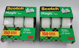 Lot of 2 Scotch Invisible Matte Finish Magic Tape with Dispensers 3/4&quot; x 350&quot; - £9.59 GBP