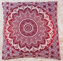 Traditional Jaipur Floral Ombre Mandala Pillow, Cushion Cover 16&quot; x 16&quot;,... - £7.81 GBP