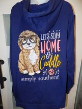 Simply Southern Blue Puppy &quot;Let&#39;s Stay Home &amp; Cuddle&quot; Hoodie Sweatshirt ... - $464.32 MXN