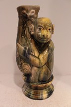 Beautiful Handmade Ceramic Green Monkey Figurine Vase Glaze Finish 16&quot; - £118.69 GBP