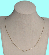 Shiny Gold Tone 3 Triple Pearl Chain 18&quot; Necklace Womens Jewelry PLEASE READ - £6.99 GBP