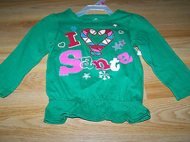 Size 18 Months Holiday I Love Santa Long Sleeve Top T Shirt Candy Canes ... - £7.86 GBP
