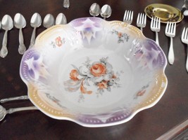 German lusterware purple, orange and roses bowl [2] - £67.26 GBP
