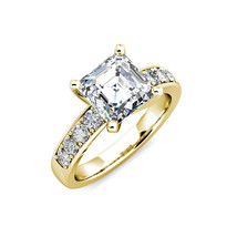 2.95 ct Forever One Asscher Moissanite &amp; Diamond Engagement Ring 14k W R Y Gold  - £1,611.17 GBP
