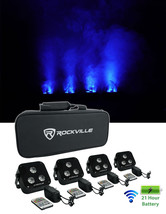 Rockville 4 Pack Mini RF3 Black Dj Par Up Lights+Bag+Rf Remotes+Wireless Dmx - £352.56 GBP