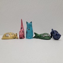 Hand Carved Stone Kenya Cat Soapstone Figures Figurines Lot Of 5 - $49.40