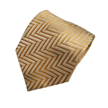 Euro Sefa Italy Men&#39;s Necktie Wide Striped Gold White Tie Zigzag Chevron Sateen - £14.29 GBP