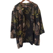 Vintage Maggie Barnes Womens Jacket Cardigan 4X Tropical Black Party Flo... - $34.99