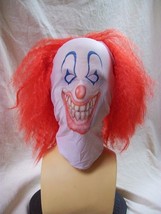Creepy Clown Face Costume Mask w Red Wig Evil Circus Big Top Horror Penn... - $281.78 MXN