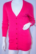 BCBG Max Azria CARDIGAN Button LONG Sweater FUSCHIA Ribbed WOOL Sequin M... - $148.47