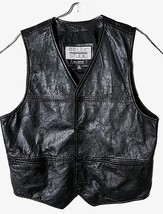 Wilsons Men XL XLarge Pelle Studios Black Button Down Leather Vest - £33.77 GBP