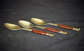Asian Brass Demitasse Dessert Spoons Rosewood Handle Thailand Vintage Se... - $12.86