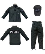 Kids 7pc Black Tactical POLICE Uniform Ultimate Law Enforcement Dreams U... - £71.43 GBP