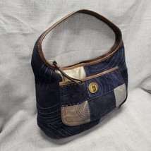COACH Ergo Large Patchwork Pieced Suede Hobo Shoulder Bag Blue #11308 - $49.49