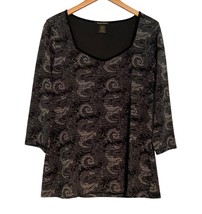 Susan Lawrence Stretch Top Size XL Black Gray Sweetheart Neckline Lined ... - $318.37 MXN