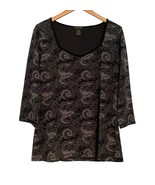 Susan Lawrence Stretch Top Size XL Black Gray Sweetheart Neckline Lined ... - $319.89 MXN