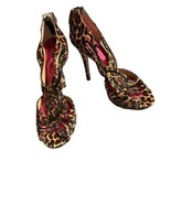 Betsey Johnson Leopard Print Heels Size 8.5 Open Toe - $17.81