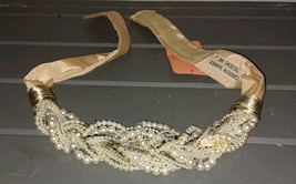 Vintage Carolyn Tanner Pink beaded pearl waistband Belt 32” Bridal Wedding - $608.46 MXN