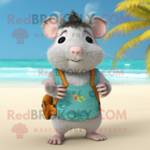 Gray Hamster mascot costume character dressed with a Bermuda Shorts and Hair cli - £1,041.35 GBP